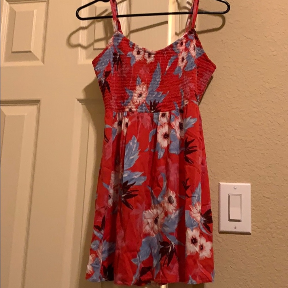 Red flowered dress